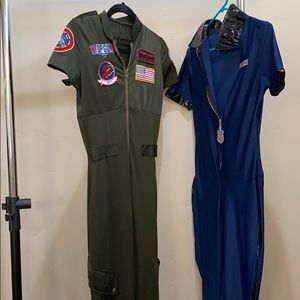 Top gun and cop jumpsuits Halloween costumes.